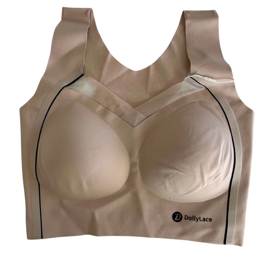 DOLLY LACE Women’s Push-Up Full Cup Bra No Wire Elastic Shoulder Straps Beige M‎